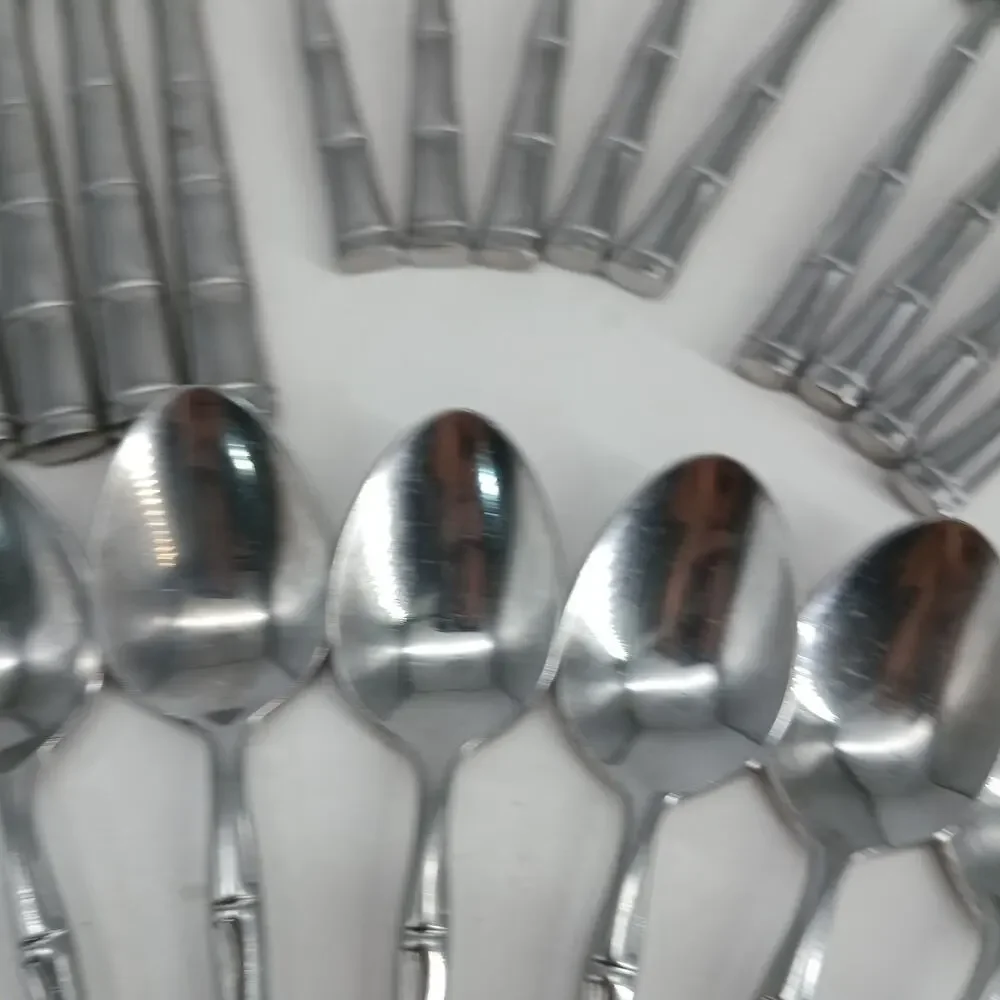 20X Set stainless flatware Bel-Pre Korea BAMBOO PATTERN Spoons Forks Knives